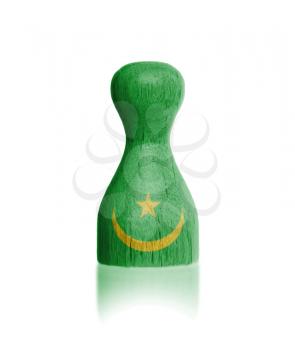 Wooden pawn with a painting of a flag, Mauritania
