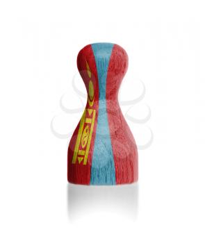 Wooden pawn with a painting of a flag, Mongolia