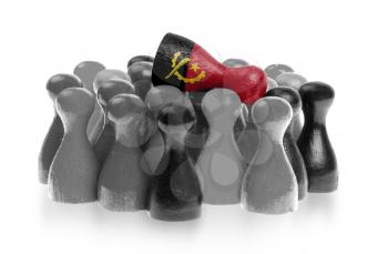 One unique pawn on top of common pawns, flag of Angola