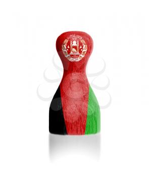 Wooden pawn with a painting of a flag, Afghanistan
