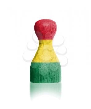 Wooden pawn with a painting of a flag, Bolivia
