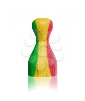 Wooden pawn with a painting of a flag, Mali