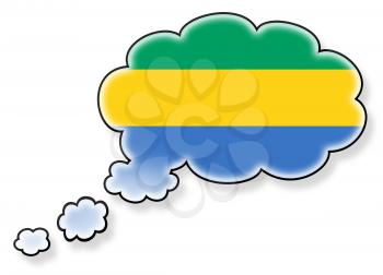 Flag in the cloud, isolated on white background, flag of Gabon