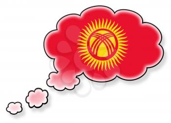 Flag in the cloud, isolated on white background, flag of Kyrgyzstan