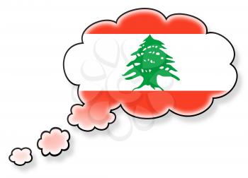 Flag in the cloud, isolated on white background, flag of Lebanon