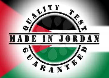 Quality test guaranteed stamp with a national flag inside, Jordan