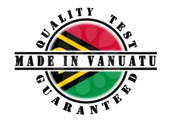 Quality test guaranteed stamp with a national flag inside, Vanuatu