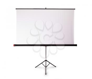 Blank projection screen with copy-space, isolated on white