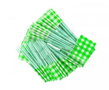 Stack of toothpicks isolated on white - green