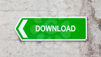 Green sign on a concrete wall - Download