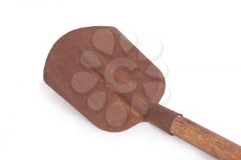 Old rusty shovel isolated on a white background