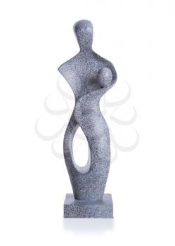 Modern statue of an child an it's mother, isolated on white