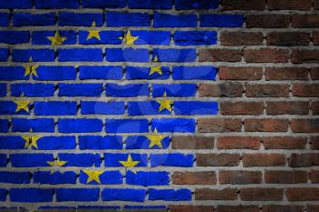 Dark brick wall texture - flag painted on wall - EU
