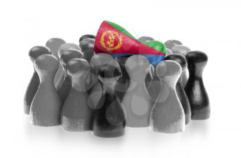One unique pawn on top of common pawns, flag of Eritrea