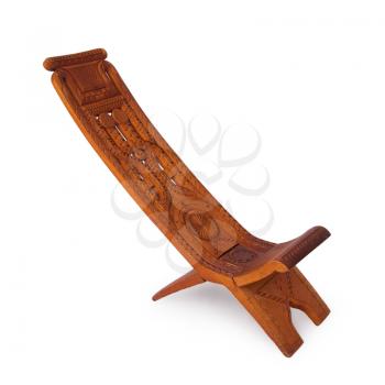 Unique wooden chair from Suriname, isolated on white
