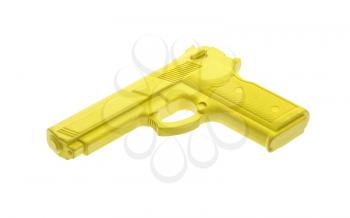 Yellow training gun isolated on white, law enforcement