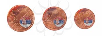 European union concept - 1, 2 and 5 eurocent, flag of Serbia