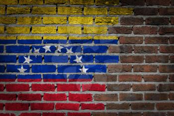 Dark brick wall texture - flag painted on wall - Venezuela