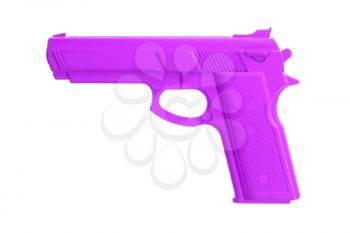 Purple training gun isolated on white, law enforcement