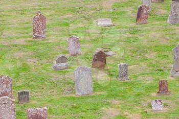 Top view of an old Scottish graveyard