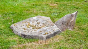 Very old broken gravestone in the cemetery, Scotland
