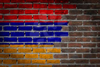 Dark brick wall texture - flag painted on wall - Armenia