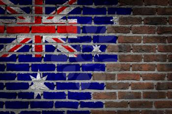 Dark brick wall texture - flag painted on wall - Australia