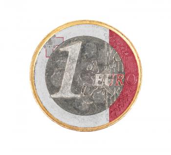 Euro coin, 1 euro, isolated on white, flag of Malta