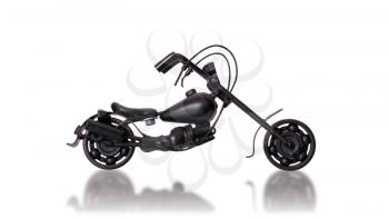 Motorbike made by metal thash, isolated on a white background