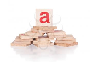 Alphabet - abstract of vintage wooden blocks - letter A