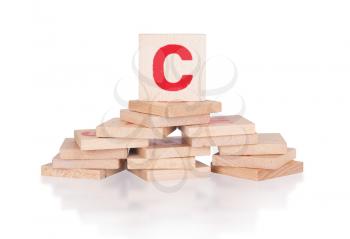 Alphabet - abstract of vintage wooden blocks - letter C