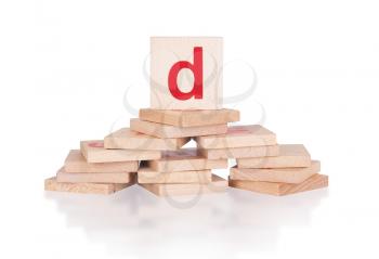 Alphabet - abstract of vintage wooden blocks - letter D