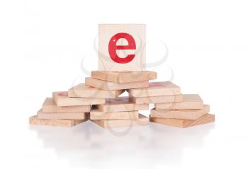 Alphabet - abstract of vintage wooden blocks - letter E