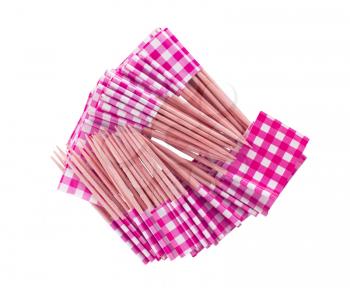 Stack of toothpicks isolated on white - pink