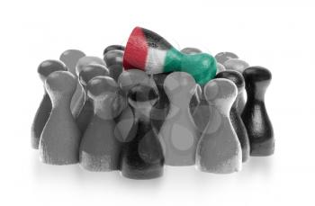 One unique pawn on top of common pawns, flag of Kuwait
