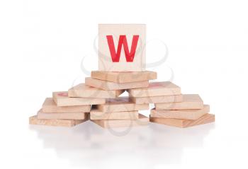 Alphabet - abstract of vintage wooden blocks - letter W