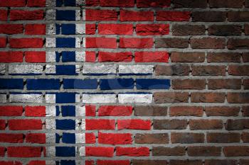 Dark brick wall texture - flag painted on wall - Norway