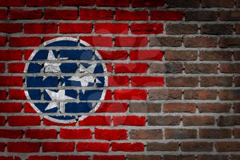Dark brick wall texture - flag painted on wall - Tennessee