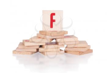 Alphabet - abstract of vintage wooden blocks - letter F