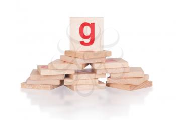 Alphabet - abstract of vintage wooden blocks - letter G