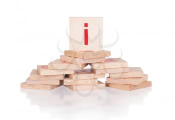 Alphabet - abstract of vintage wooden blocks - letter I