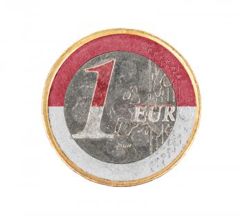 Euro coin, 1 euro, isolated on white, flag of Monaco