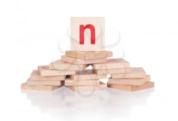 Alphabet - abstract of vintage wooden blocks - letter N