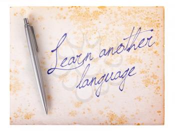 Old paper grunge background, white and brown - Learn another language