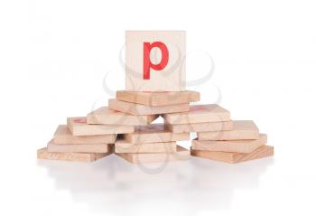 Alphabet - abstract of vintage wooden blocks - letter P