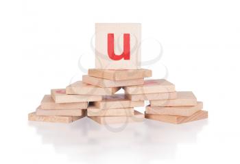 Alphabet - abstract of vintage wooden blocks - letter U