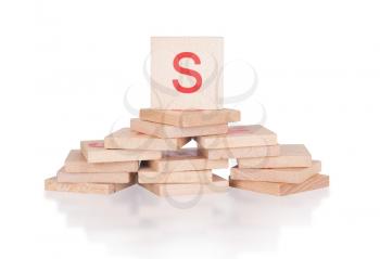 Alphabet - abstract of vintage wooden blocks - letter S