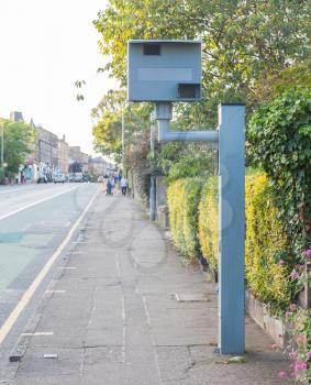 UK static speed camera on a sidewalk in Edinburgh