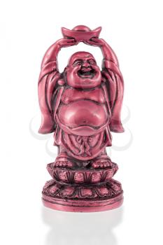 Small happy Buddha standing, isolated on white