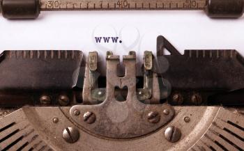 Vintage inscription made by old typewriter, www